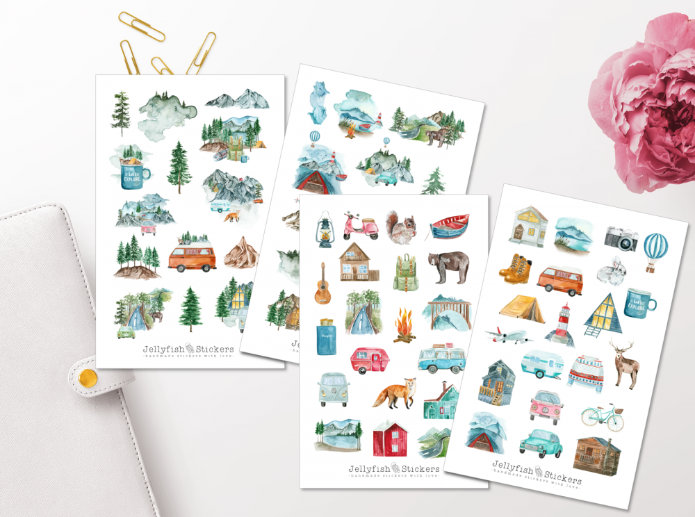 Camping Sticker Set